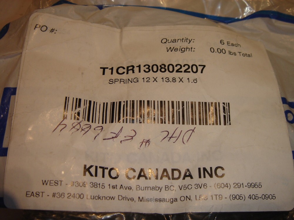 Lot of 6 pcs KITO CANADA Spring 12 x 13.8 x 1.6 NEW