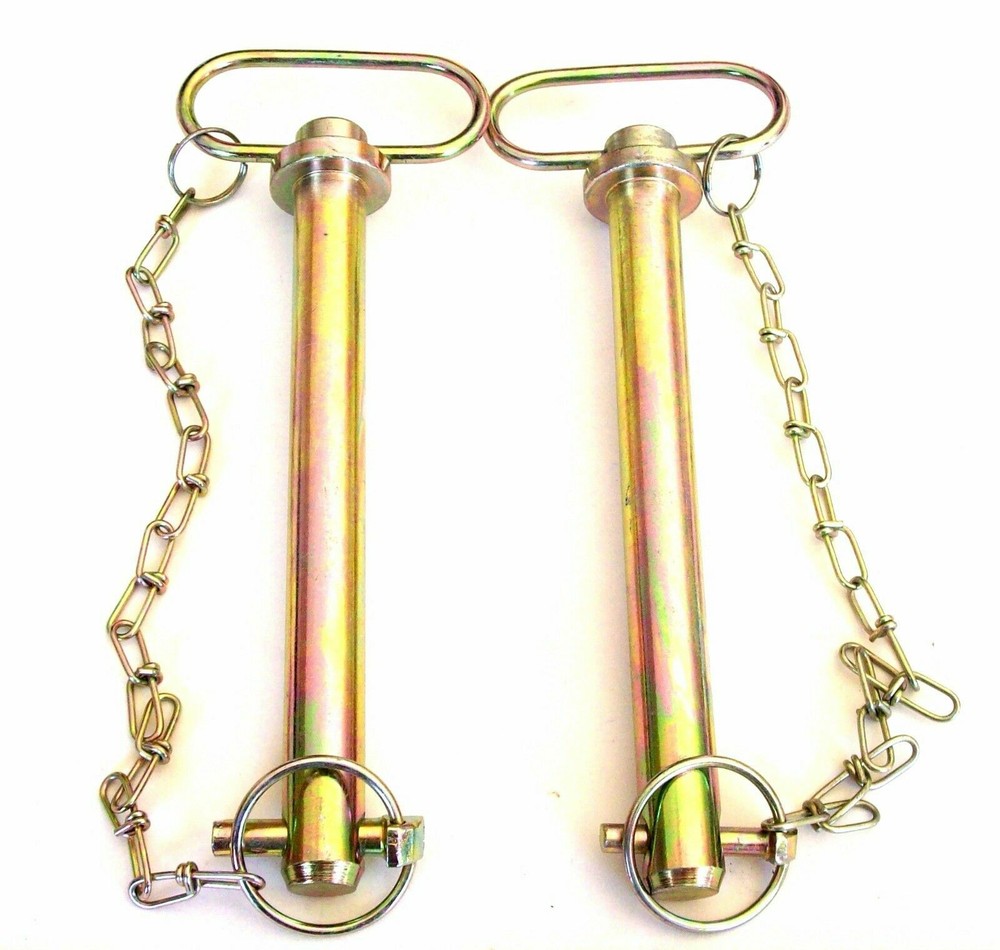 2 HITCH PINS 5/8 X 7-7/8″ FARM TRACTOR WAGON TRAILER RECEIVER W/CHAIN LYNCH PIN