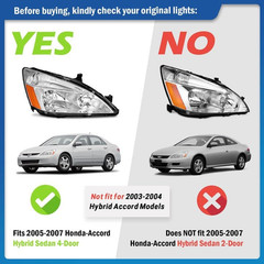 2003-2007 Honda Accord 2Dr 4Dr Coupe Sedan Headlight Assembly Pair Left Right