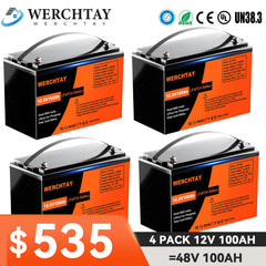 48V 100Ah Lithium Battery LiFePO4 Deep Cycle For RV Golf Cart 4 Group 12V 100Ah