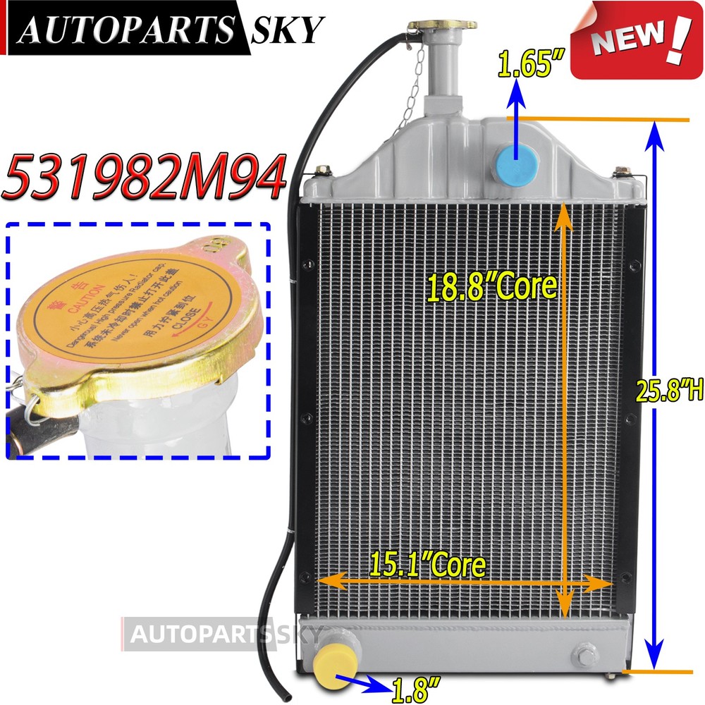 3Row Aluminum Tractor Radiator Fits Massey Ferguson 255 Diesel 531982M94 NEW
