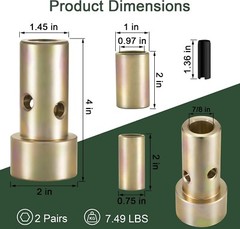 2 Pairs Cat 1 Quick Hitch Adapter Bushings for Category 1 3-Point Hitch Tractors