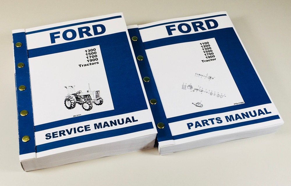 Ford 1300 1500 1700 1900 Tractor Service Shop Repair Manual Parts Catalog