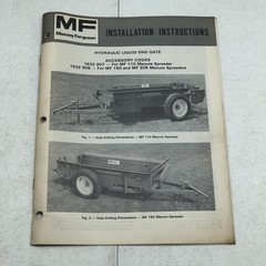 Massey Ferguson MF110 160 205 Manure Spreader Hydraulic End Gate Manual