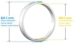 Hubcentric Rings 60.1mm ID to 64.1mm OD – Silver Aluminum Hub Rings (Pack of 4)