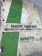 Vtg April 1973 WHITE ENGINES GAS POWER UNIT Parts List For 4 & 6 Cylinder Manual