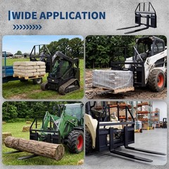 4000lbs Attachments Skid Steer Pallet Fork Frame, 45″ Pallet Fork 48″ Fork Blade