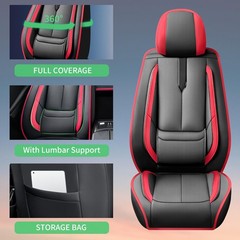 Leather All-Weather Seat Covers 2 Front Black Red for Honda Civic 2022-2026