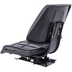 Tractor Seat w/ Backrest Black Slide Track Steel PVC Compact Mower Tractor Seat
