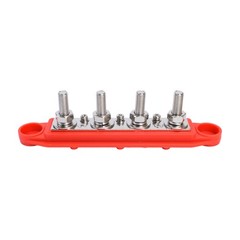 Red & Black 5/16″ 4 Stud Power and Ground Distribution Block with Cover