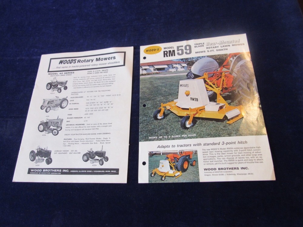 Woods Rotary Mower Shredder Owners Catalog & Brochure Lot of 2 Many Models Q1119