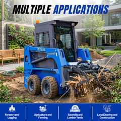 TYPHON STOMP 509 Wheeled Skid Steer Loader 25hp Kubota EPA Engine w 4 Attachment