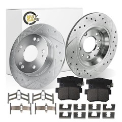Rear 10.24 Drilled Slotted Rotors Pads 13-15 ILX 06-11 CSX 06-15 Civic 31420537