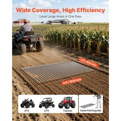 Uimoso 6 x 3 ft Chain Harrow Rake for ATV, UTV, and Tractor Use
