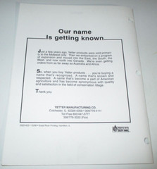 Yetter 6000 Row Unit Operators & Parts Manual Catalog 10/96 OEM