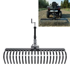 60″ 1 Point Hitch Adjustable Lift Landscape Rake For ATV UTV Gravel Lawn Tractor