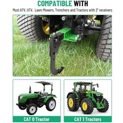 Racewill Hitch Lawn Mounted Ripper for ATV/UTV Tractor W/ 2 inch Receivers Black