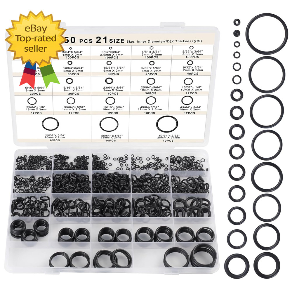 1050 PCS O Ring Kit 21 Sizes Metric Nitrile Rubber Sealing Rings Assortment Set