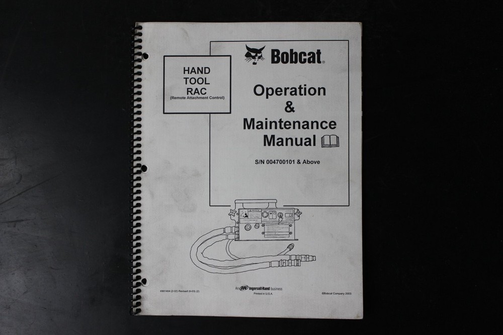 Bobcat HAND TOOL RAC Operation Maintenance Manual S/N 004700101+ 2003 OEM