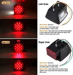 Trailer Lights, 2Pcs Square Red Led Rear Combination Tail Ligh Color: Red Lens