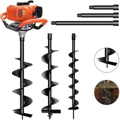 72CC Gas Powered Earth Auger with 3 Bits (4″, 6″, 8″) & 3 Extension Rods