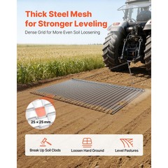 Uimoso 6 x 3 ft Chain Harrow Rake for ATV, UTV, and Tractor Use