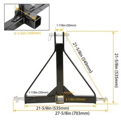 HECASA 3 Point 3 PT Trailer 2″ Receiver Hitch Adapter Tow Drawbar CAT 1 Tractor