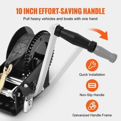 Hand Winch, 3500 lbs Pulling Capacity, Boat Trailer Winch Heavy Duty Rope Crank