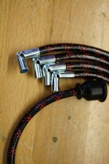 Ford 8N Black & Red Deluxe Cloth Spark Plug Wires Late Model 1950 51 52