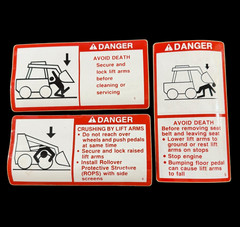 Skid Steer Loader Warning Danger Decal Unused Safety Sticker VTG 1988 Set of 3