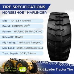 10-16.5/10×16.5 14PR Skid Steer Tire HAFLINGER TRAC-KING Heavy Duty Rim Guard TL