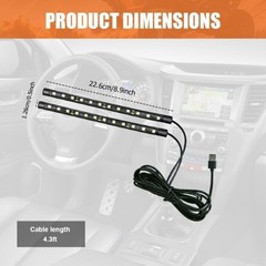 RGB Neon LED Strip Light, 24 LEDs 12V Under Dash Ambient Atmos Color: Ice Blue