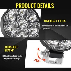 Pair 2.5″ inch Round LED Work Lights Bar Spot Flood Fog Driving Lamp Offroad SUV