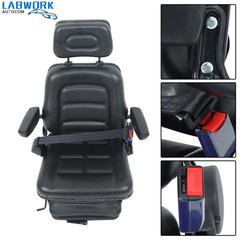 Suspension Adjustable Forklift & Tractor Seat Backrest Armrest Safety Belt