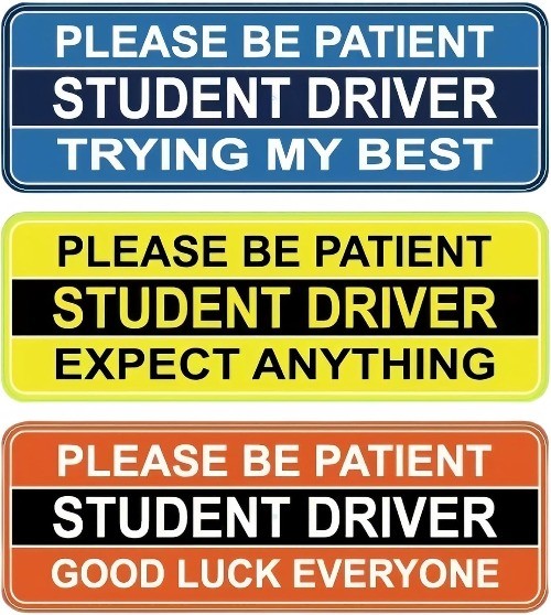 Reflective Funny New Driver Car Magnets, 3 Pack, 9.8×3.3 Inch, Removable Waterpr