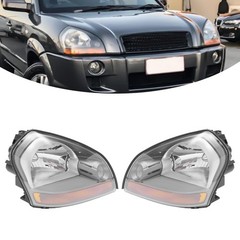 Headlight Assembly Pair 2005-2009 Hyundai Tucson Halogen