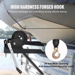 Hand Winch, 3500 lbs Pulling Capacity, Boat Trailer Winch Heavy Duty Rope Crank