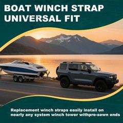 Boat Winch Strap with Hook 2″ x 20′ – 11,000 lbs Break Strength Heavy Duty Ma…