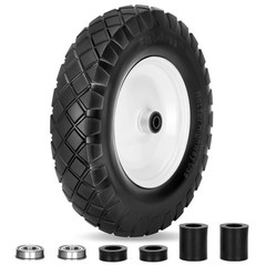 Pontuss Upgraded 16″ Flat Free Wheelbarrow Wheels and Tires, 16 inches, black