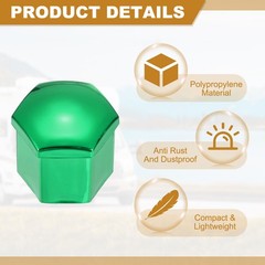 20Pcs 21mm Wheel Lug Nut Cover Bolt Caps Car Tire Nut Cover with Tongs Green