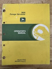 John Deere 3800 Forage Harvester Operators Manual OM-E49870 Great Condition