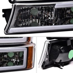 LED DRL Headlight 03-06 Silverado Avalanche GM250222 Clear Lens Chrome Amber