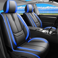 Chevy Trailblazer 21-26 2 Front Seat Covers Waterproof Leather Airbag Black-Blue