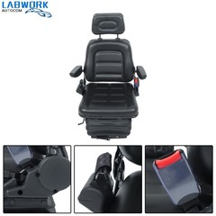 Suspension Adjustable Forklift & Tractor Seat Backrest Armrest Safety Belt