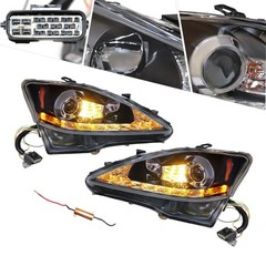 2006-2013 Lexus IS250 IS350 Halogen Projector Headlights w/LED DRL Left+Right