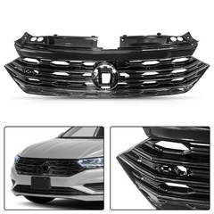 Front Honeycomb Grille Matte Black Glossy Black Trim for 2019-2020 VW Jetta GLI