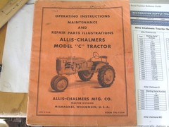 Vintage Allis Chalmers Model C Tractor OPERATING Instructions & Repair Parts Man