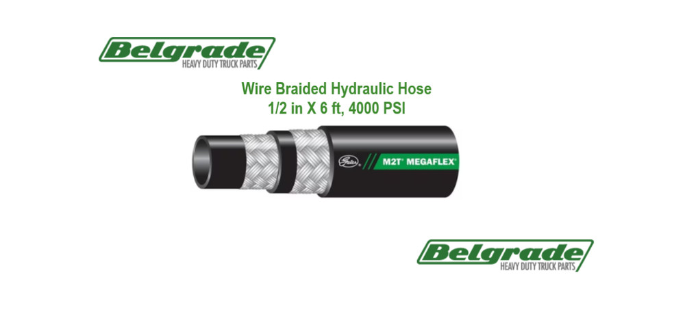 Gates Global G2 86623 Wire Braided Hydraulic Hose, 1/2 in X 6 ft, 4000 PSI