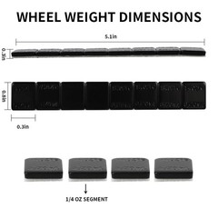 1/4oz, 0.25oz, Black, Adhesive Stick on Wheel Weights, EasyPeel Type,black