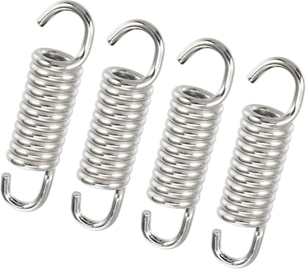 4 Pcs Universal 43mm 1.69″ Stainless Steel Motorcycle Exhaust Pipe Springs, Silv